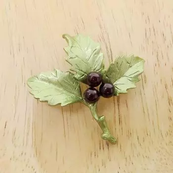 Модная женская брошь Hong Holly Fruit в стиле ретро с листьями растений, зеленая лакированная булавка-брошь, одежда