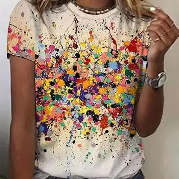 Модная женская футболка с принтом Dazzle Graffiti, забавная повседневная футболка с круглым вырезом и короткими рукавами, летняя женская футболка XS розовый