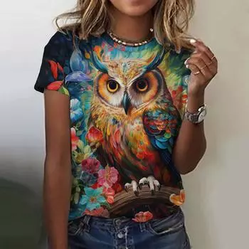 Модная женская футболка Sharp Owl, забавная повседневная футболка с круглым вырезом и короткими рукавами, летняя женская футболка XS зелёный