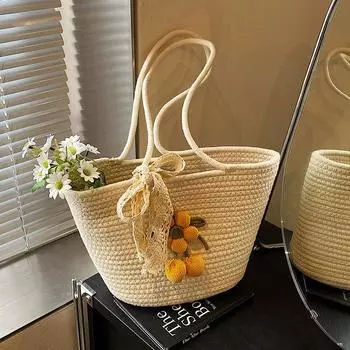 Модная женская летняя сумка с цветочным декором ручной работы, новая модная сумка через плечо на одно плечо, сумка-ведро