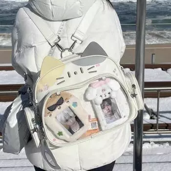 Модная женская маленькая сумка в стиле колледжа, рюкзаки-кошки для женщин, кожаная повседневная сумка на плечо в стиле Лолиты