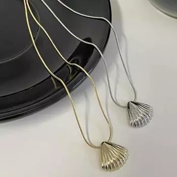 Модное 3D стереовентиляторное ожерелье из титановой стали в форме ракушки