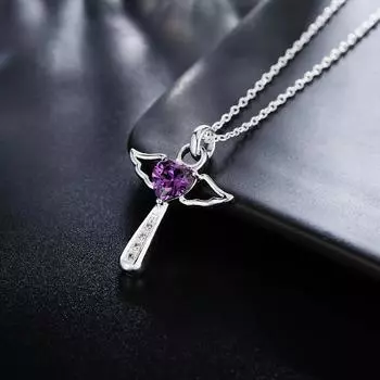 Модное брендовое ожерелье из стерлингового серебра 925 пробы для женщин, роскошные свадебные украшения, подвески в виде креста с кристаллами ангела, цепочка на шею 45cm 18inches белый