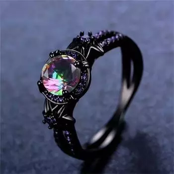 Модное кольцо черного цвета, кольцо с фиолетовым бриллиантом, изысканное универсальное кольцо, циркониевое кольцо черного цвета 8