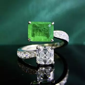 Модное кольцо из 18-каратного белого золота 7*9 мм с изумрудным сапфиром и курндумом, подарок на годовщину, стерлинговое серебро 925 пробы, роскошные ювелирные изделия 9