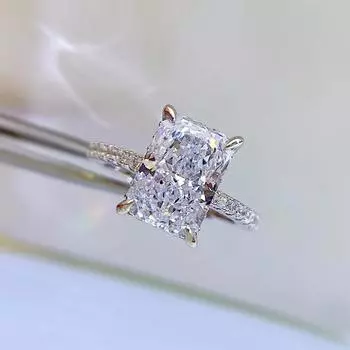 Модное кольцо из 18-каратного белого золота с сияющей огранкой 3CT с сапфиром Gourndum для женщин, подарок на годовщину, ювелирные изделия из стерлингового серебра 925 пробы 9