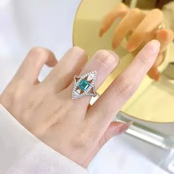 Модное кольцо из белого золота 18 карат, 6*6 мм, с сапфиром, граненый драгоценный камень, подарок на годовщину, стерлинговое серебро 925 пробы, роскошные ювелирные изделия 9