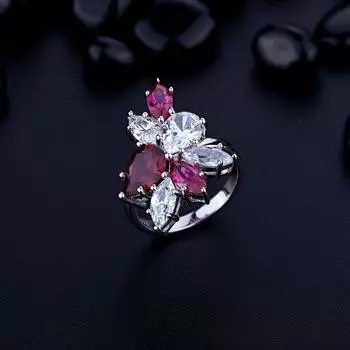 Модное кольцо из белого золота 18 карат с рубином и высокоуглеродистым бриллиантом для женщин, подарок на годовщину свадьбы, стерлинговое серебро 925 пробы, ювелирные изделия 9