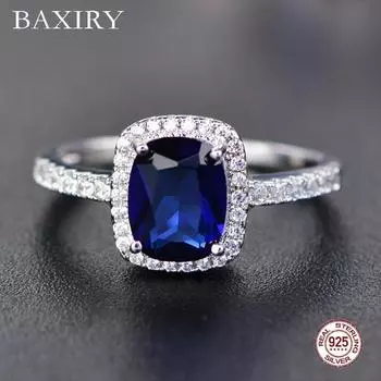 Модное кольцо из стерлингового серебра 925 пробы с драгоценным камнем, кольцо с аквамарином и аметистом, натуральный для ювелирных изделий, помолвки, серебряное кольцо с синим сапфиром 6