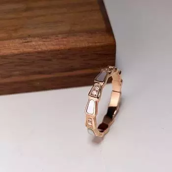 Модное кольцо Retro Lux Snake-Shaped White Shell Diamond из титановой стали для женщин 10 US
