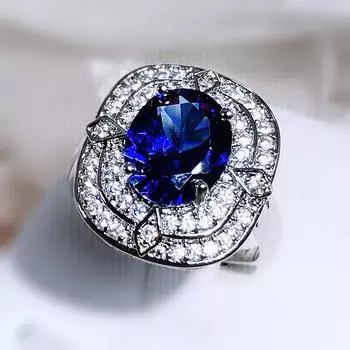 Модное кольцо с синим цирконием для женщин, новое женское обручальное кольцо, пара ювелирных изделий, высококачественное кольцо с бриллиантом Resizable синий