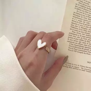 Модное кольцо в форме сердца для женщин, минималистичное эстетическое эмалевое открытое кольцо, женское очаровательное кольцо для вечеринки, ювелирное украшение 1pc