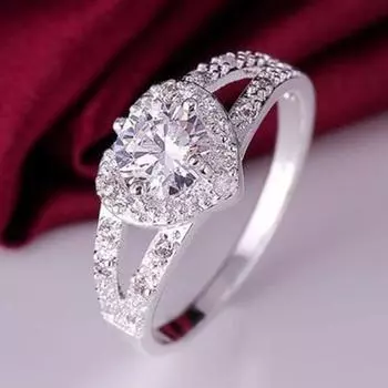 Модное кольцо в форме сердца, любовное кольцо для женщин, простой набор с бриллиантовыми руками 6