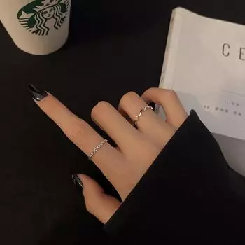 Модное корейское волнистое кольцо – стильный, простой дизайн для женщин Adjustable opening серебряный