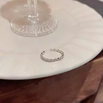 Модное корейское волнистое регулируемое открытое кольцо для женщин Adjustable opening серебряный