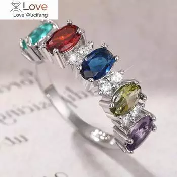 Модное красочное кольцо на палец для женщин, аксессуары для вечеринок с радужным кристаллом, модные украшения для молодых леди для помолвки 6