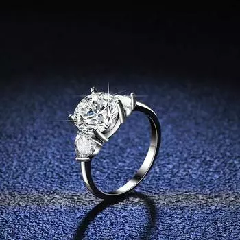 Модное круглое кольцо с настоящим муассанитом 3 карата из чистого серебра S925 для женщин, ювелирные изделия, свадебный подарок 9