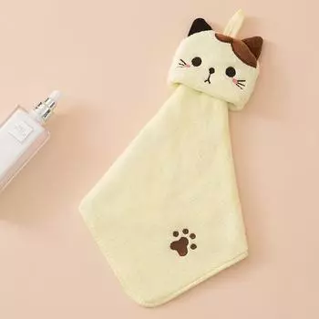 Модное кухонное чистящее полотенце с милым котом, подвесные полотенца для рук, впитывающие салфетки для посуды, коралловый бархат, мягкая тряпка для чистки белый