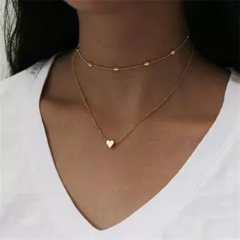 Модное многослойное ожерелье в форме сердца, женский дизайн, индивидуальное ожерелье для пожилых людей, модные вечерние ювелирные изделия, подарок 07