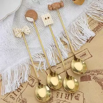 Модное мультяшное моделирование, яркий цвет, форма печенья, ложка для мороженого, десертная ложка, кухонные аксессуары, ложка для перемешивания C
