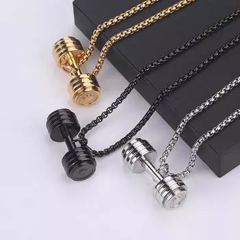 Модное мужское ожерелье с гантелями и фитнес-подвеской, модный аксессуар в виде штанги 1*4CM