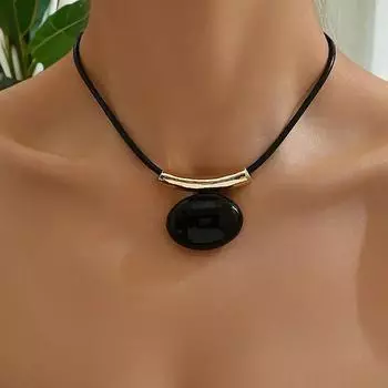 Модное овальное ожерелье с подвеской для женщин золотой