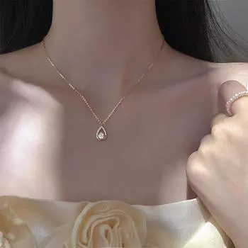Модное ожерелье из стерлингового серебра 925 пробы с каплями воды, сверкающий циркониевый кулон, романтичная женщина, помолвка, день рождения, ювелирные изделия, подарок 40cm платиновый