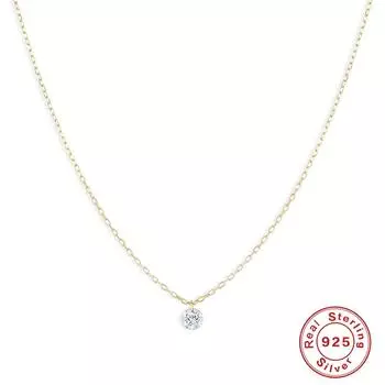 Модное ожерелье из стерлингового серебра S925 Ins Style Simple Daily Matching Single Zircon Wedding Wedding Wedding Wedding Accessories 925 Silver белого золота