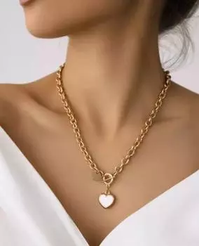 Модное ожерелье, ожерелье в форме сердца, женское ожерелье в подарок One Size золотой