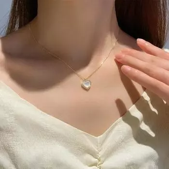 Модное ожерелье с подвеской в форме сердца, цепочка с опалом, блестящие женские украшения для темперамента, колье-чокер, свадебные украшения, подарки золотой