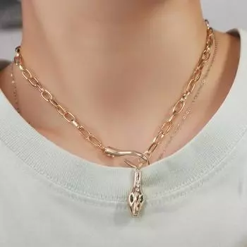Модное ожерелье в форме змеи, модное ожерелье-цепочка на ключице, металлическое колье-колье, подарок золотой
