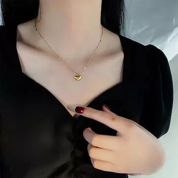 Модное позолоченное ожерелье в форме сердца для женщин и мужчин, подвеска-чокер, ожерелье на цепочке, подарок на День святого Валентина, ювелирные изделия One Size