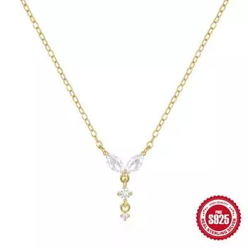 Модное серебро 925 пробы, темпераментное простое женское колье на ключицу с бриллиантом «Ветер», колье с бабочкой 925 Silver золотой