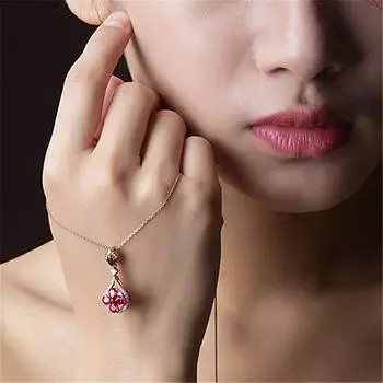 Модное серебряное ожерелье 925 пробы для женщин, ювелирное украшение, подвеска в виде синего цветка, женское колье, аксессуары для принцессы, подарок красный