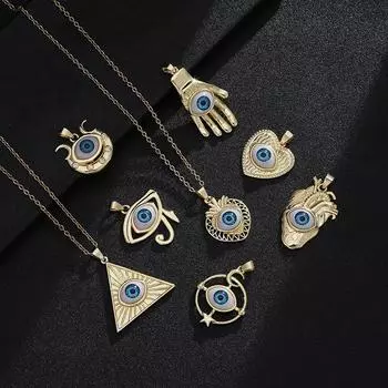 Модное турецкое ожерелье Lucky Evil Eye, женское 8 стилей, голубые глаза, женский шарм, модное эмалированное ожерелье в форме сердца в форме пальмы, ювелирные изделия 45cmEyes necklace 01