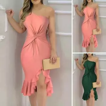 Модное вечернее платье без рукавов Slim Fit Dressing Up S зелёный