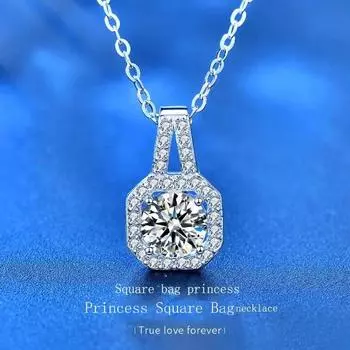 Модное женское ожерелье из стерлингового серебра S925 с муассанитом Ins Style, квадратная сумка принцессы, подвеска на ключицу, аксессуары, оптовая продажа