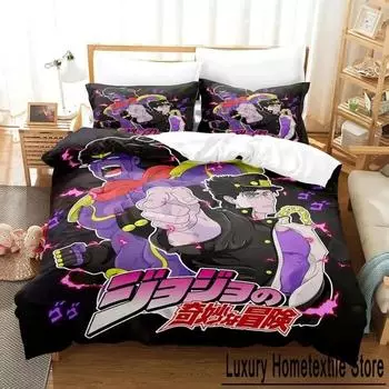 Модные 3D-печатные комплекты постельного белья JoJo s Bizarre Adventure из трех частей для взрослых и детей, для спальни, пододеяльники, домашний текстиль 70x133cm 2pcs