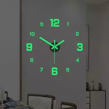 модные 3D светящиеся настенные часы безрамные акриловые DIY цифровые часы настенные наклейки немые часы для гостиной спальни офисный декор стены 40CM