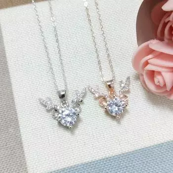 Модные 925 Серебряные Подвески Ключицы Ожерелья Для Женщин Сверкающее Цирконовое Ожерелье Подвеска Розовое Золото Ювелирные Изделия Подарок На Юбилей