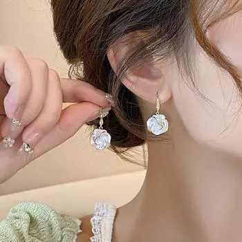 Модные элегантные серьги с цветком камелии для женщин белый