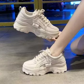 Модные белые женские кроссовки из спилка, белые туфли на шнуровке, Tenis Feminino Zapatos De Mujer, женская повседневная обувь на платформе 36