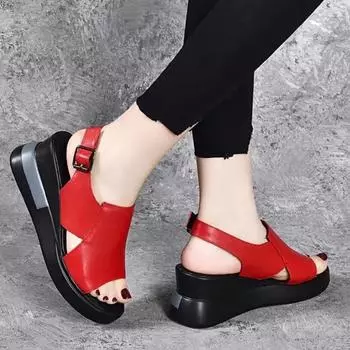 модные босоножки на танкетке и платформе модные ретро-туфли Romen Beach Shoes женские повседневные туфли с открытым носком мягкие удобные сандалии De Mujer 2024 35 бежевый