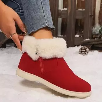 Модные ботинки Botas Mujer Invierno 2024, новые легкие и удобные женские зимние хлопковые ботинки, модные теплые женские зимние ботинки 36 красный