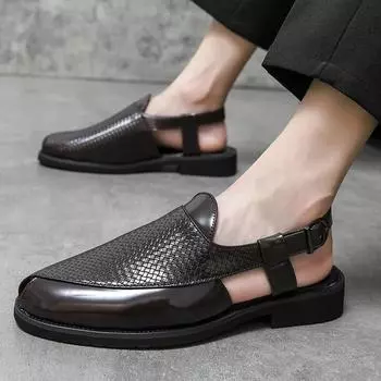 Модные черные сандалии для мужчин с пряжкой и декором Slingback Sandals 2025 38