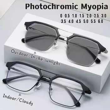 Модные фотохромные очки для близорукости, унисекс, очки для близорукости, винтажные, меняющие цвет, мужские и женские очки с минусом диоптрий -4.0