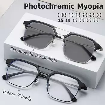 Модные фотохромные очки для близорукости, унисекс, очки для близорукости, винтажные, меняющие цвет, мужские и женские очки с минусом диоптрий 0