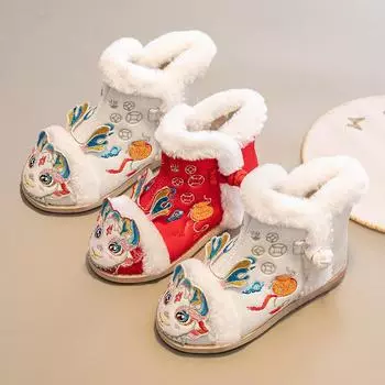 Модные китайские туфли-лодочки в стиле ретро с драконом для девочек Hanfu 25 inner length 15.1cm