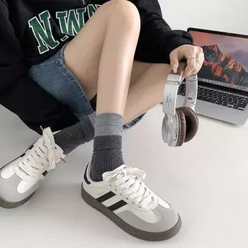 Модные классические ретро универсальные кроссовки на платформе женские новинка 2025 года осень увеличение роста легкие повседневные спортивные туфли 35 бежевый
