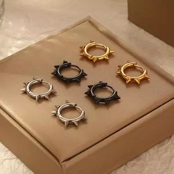 Модные корейские серьги-клипсы из нержавеющей стали с заостренным конусом и круглой пряжкой, модные мужские серьги-клипсы из титановой стали